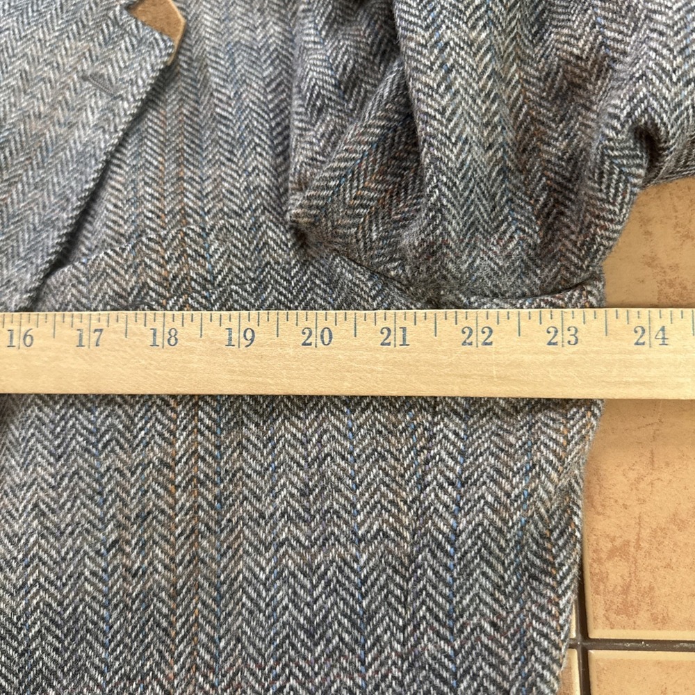Evan Picone 44L Brown Multi Color Wool Tweed Herringbone Jacket ELBOW PATCHES - Picture 10 of 14